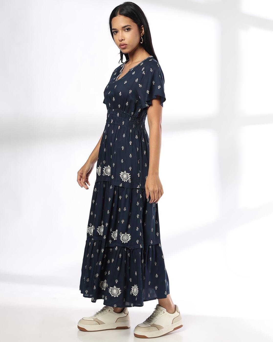 Women Floral Print Tiered Dress