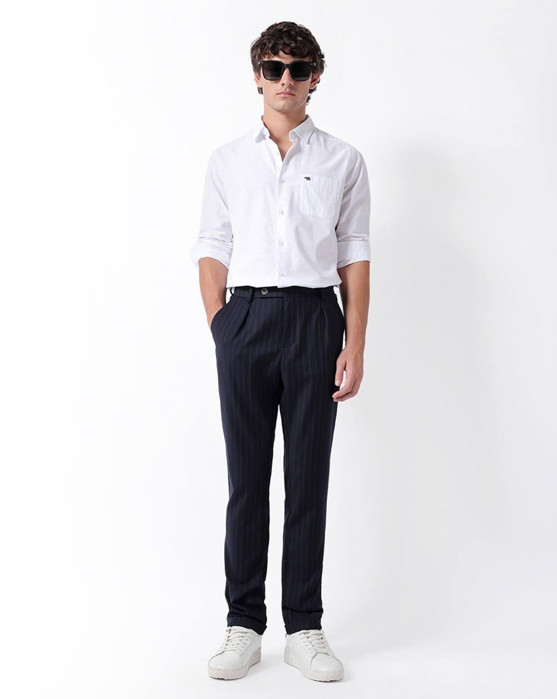Striped Tapered Fit Formal Trousers