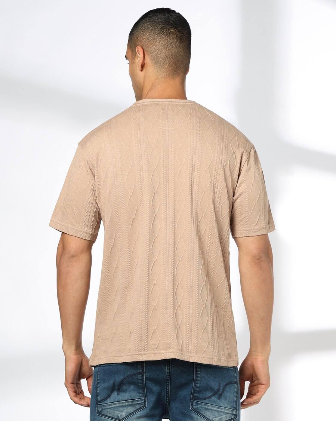 Men Geometric-Knit Relaxed Fit Crew-Neck T-Shirt