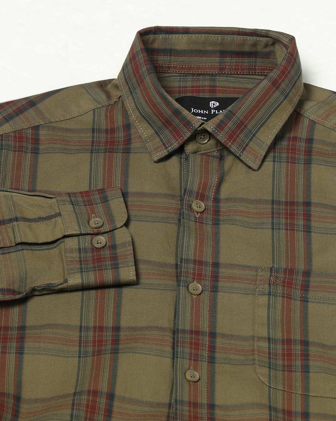 Men Checked Slim Fit Cotton Shirt with Patch Pocket