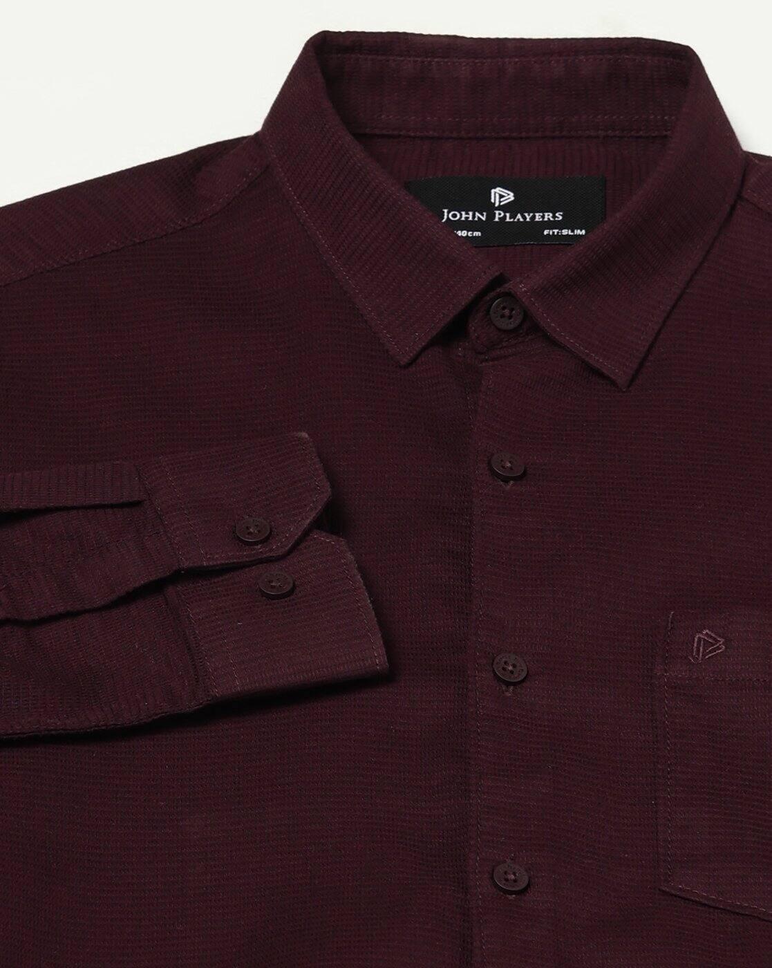 Men Patterned Slim Fit Cotton Shirt with Patch Pocket