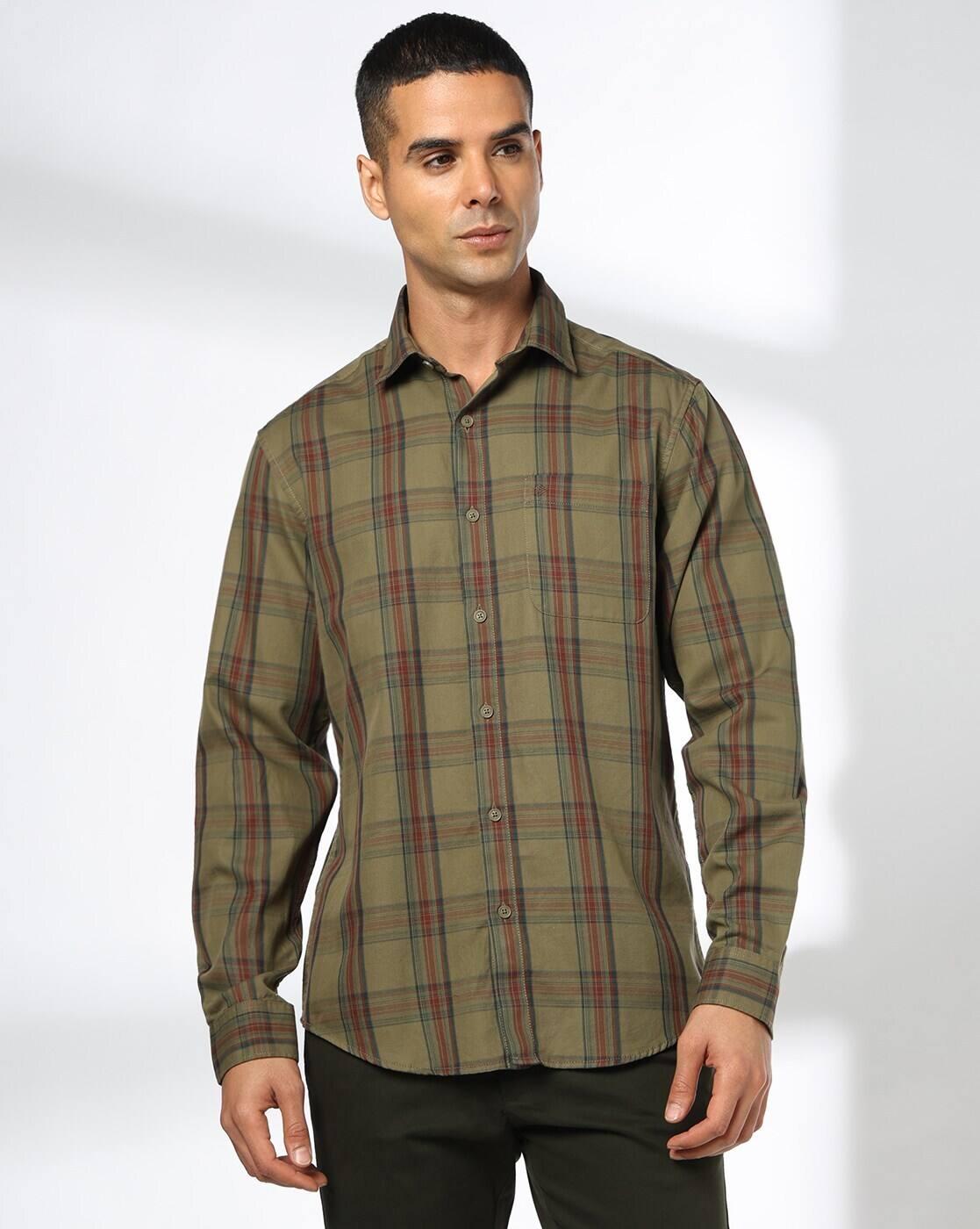 Men Checked Slim Fit Cotton Shirt with Patch Pocket