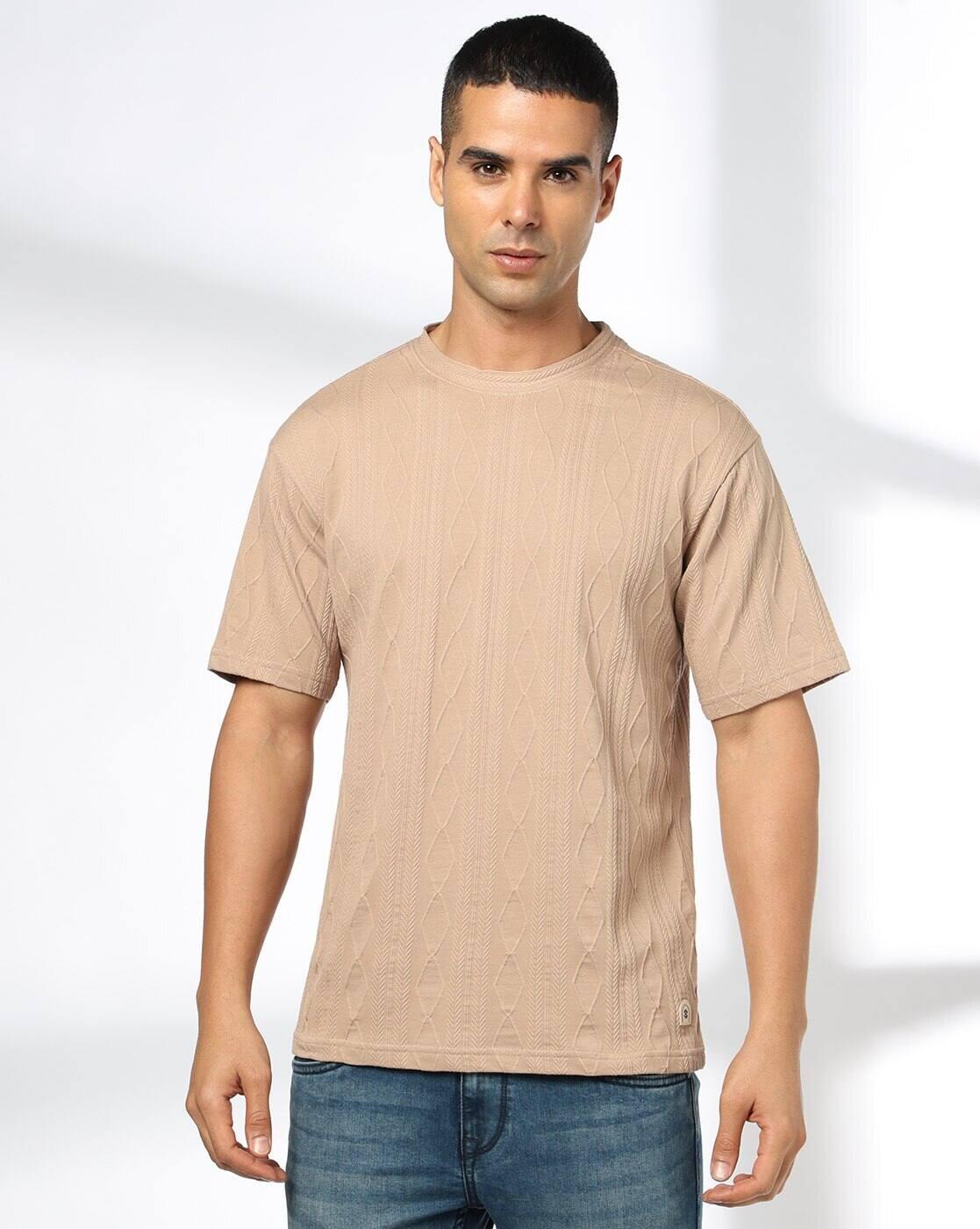 Men Geometric-Knit Relaxed Fit Crew-Neck T-Shirt
