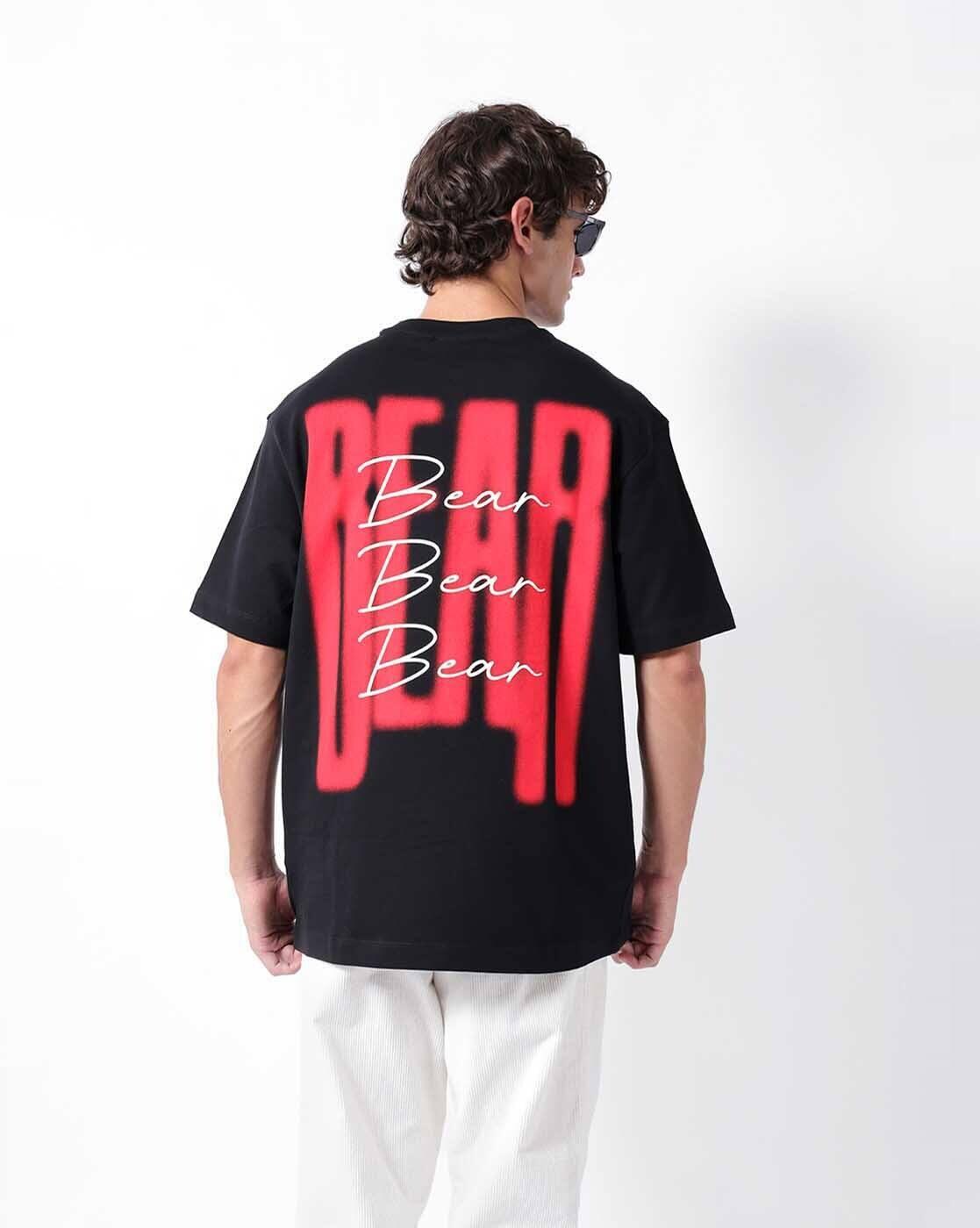 Men Typographic Print Oversized Fit Crew-Neck T-Shirt