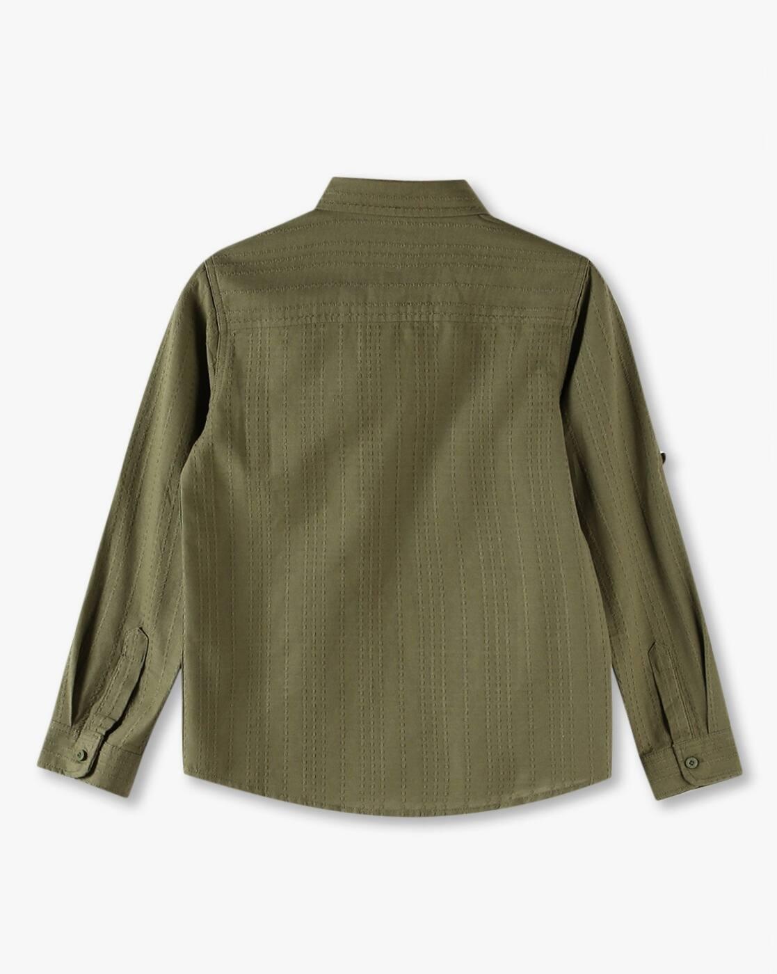 Boys Patterned Relaxed Fit Shirt with Patch Pocket