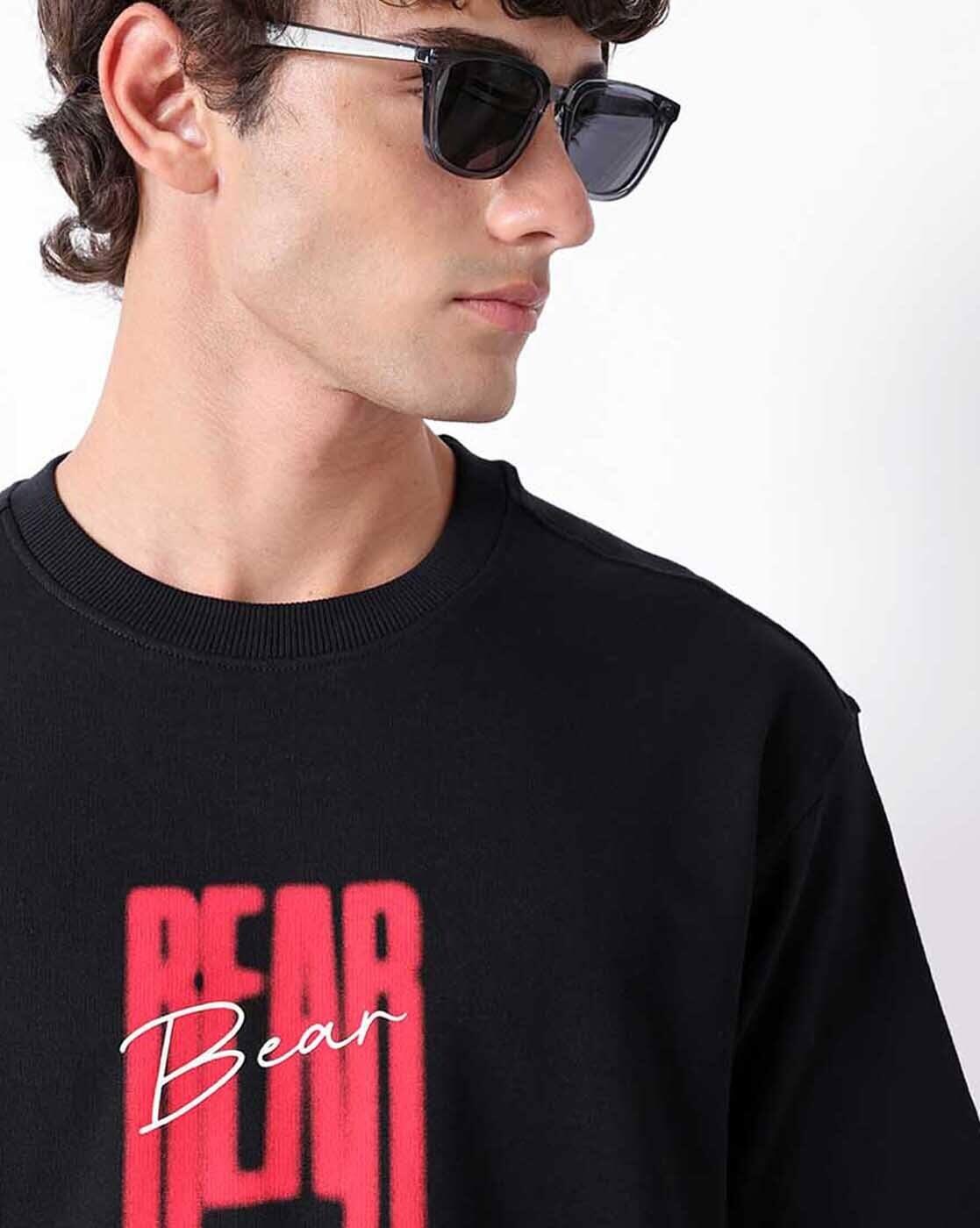 Men Typographic Print Oversized Fit Crew-Neck T-Shirt