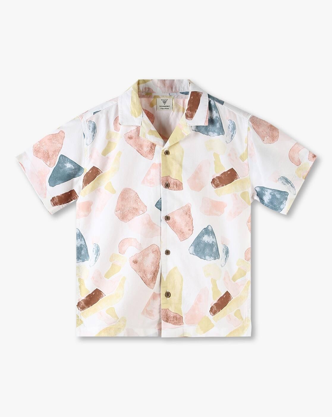 Boys All-Over Geometric Print Tailored Fit Cotton Shirt