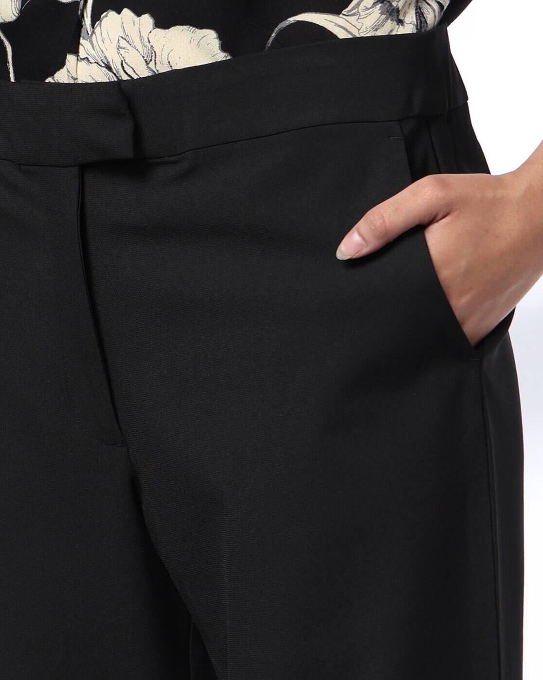 Women Relaxed Fit Flat-Front Trousers