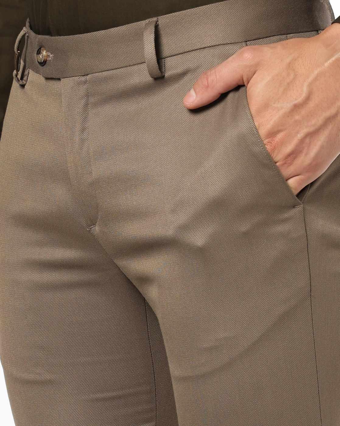 Men Slim Fit Flat-Front Trousers