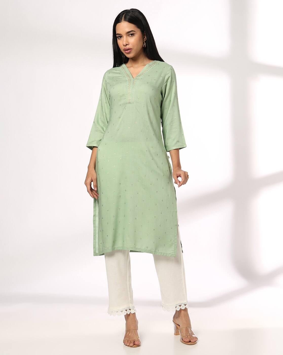 Women Embroidered Straight Kurta