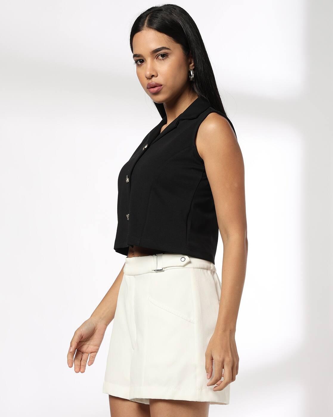 Women Button-Front Regular Fit Ponte Top