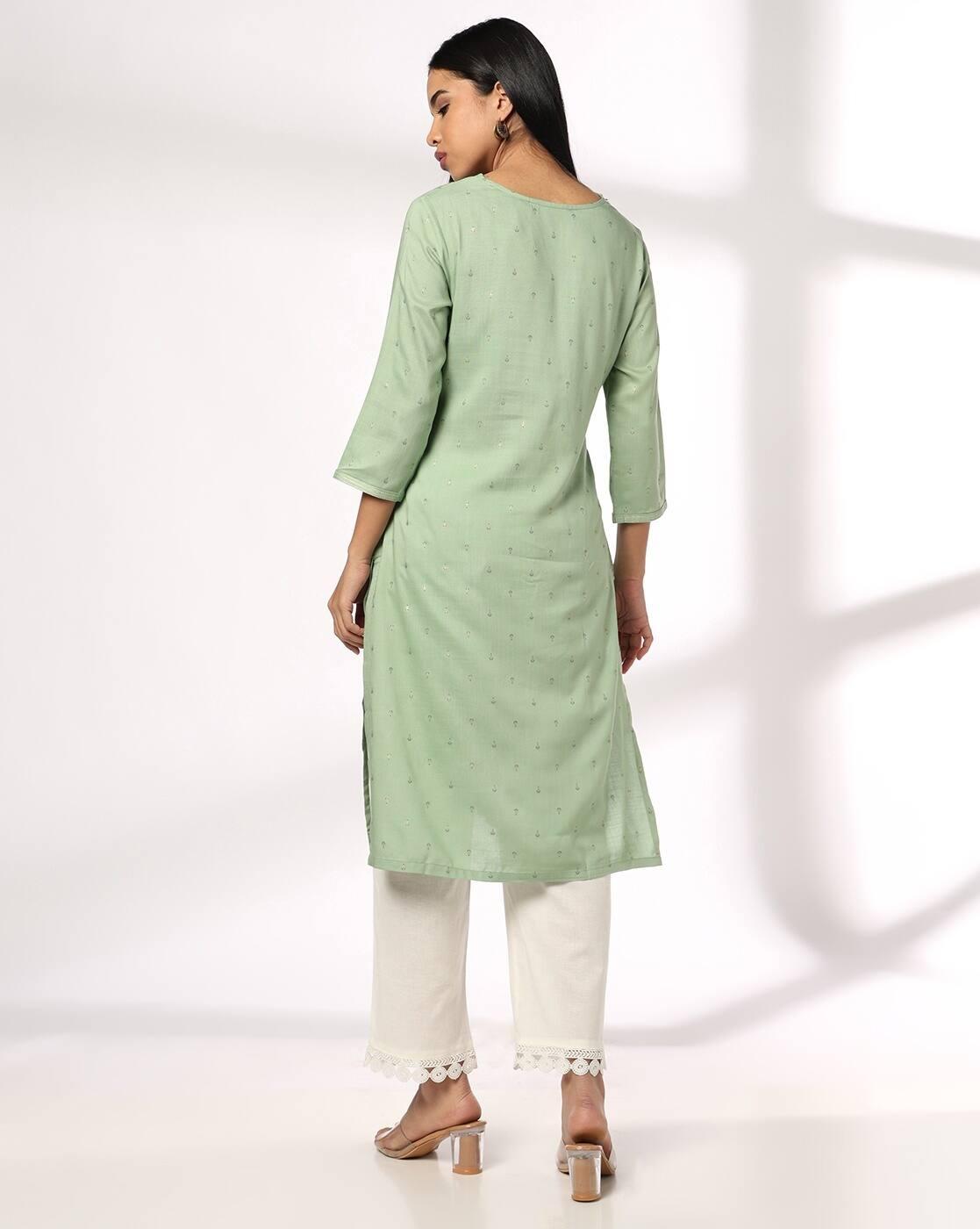 Women Embroidered Straight Kurta