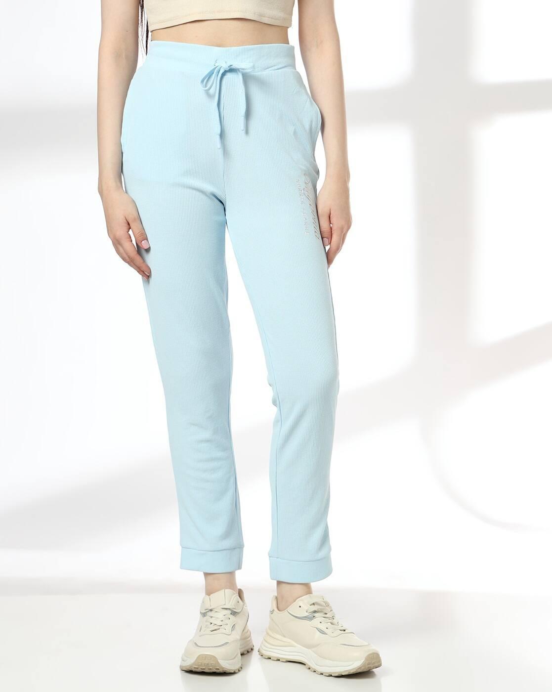 Women Typographic Embroidered Waffle Joggers