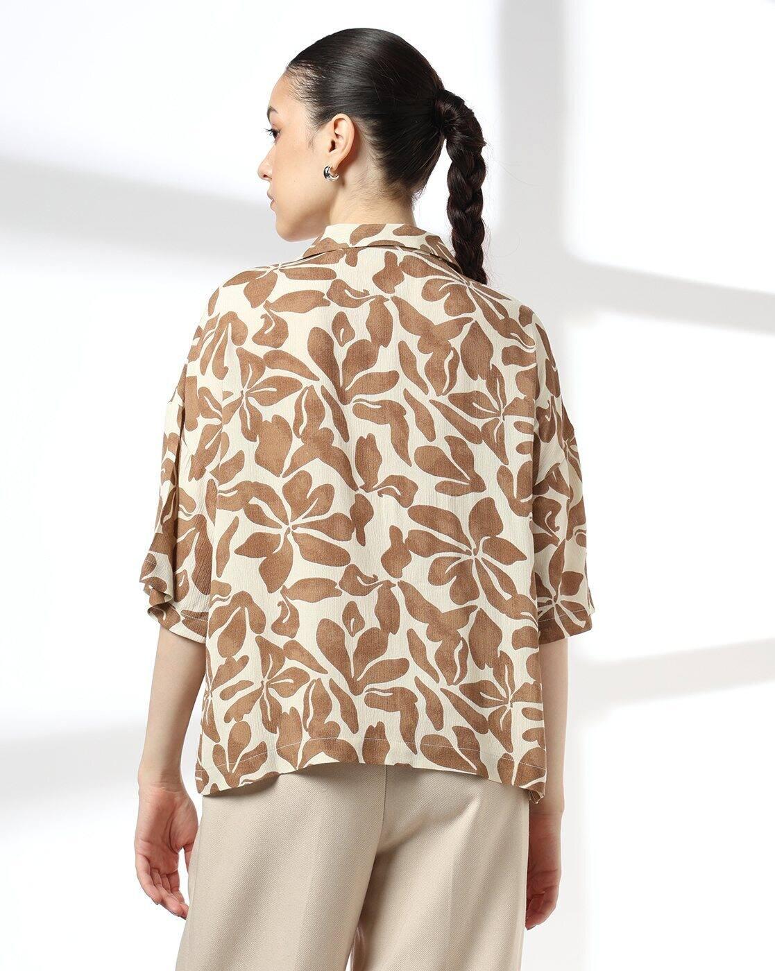 Women Stencil Floral Print Regular Fit Shirt