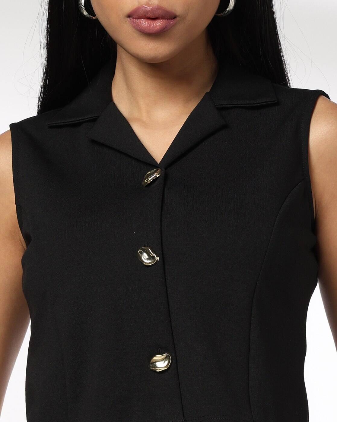 Women Button-Front Regular Fit Ponte Top