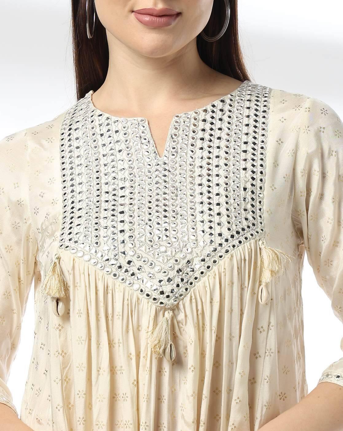 Women Embroidered Flared Kurta