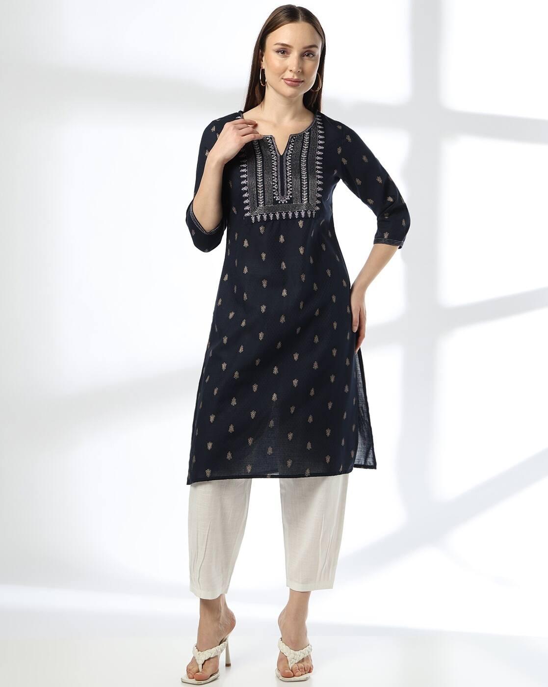 Women Embroidered Straight Kurta