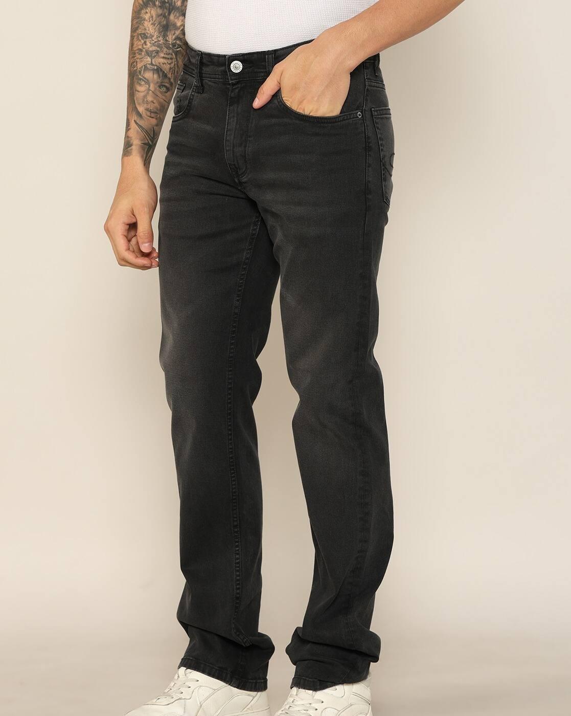 Men Lightly Washed Albert Straight Jeans