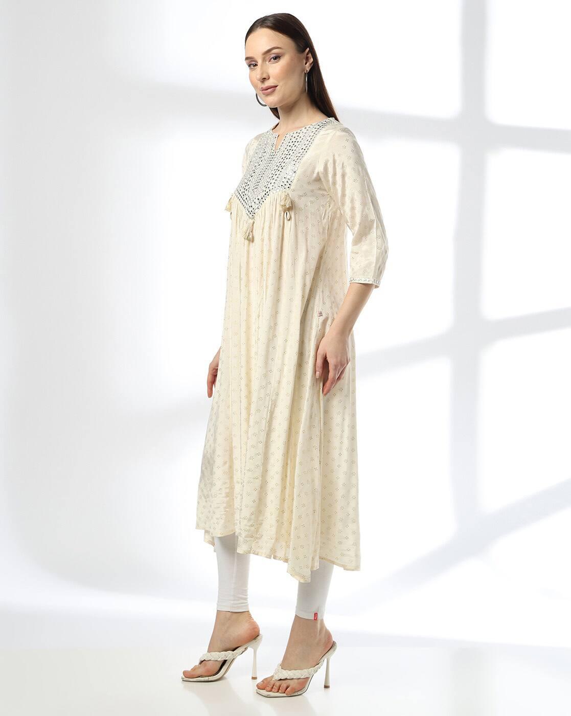 Women Embroidered Flared Kurta