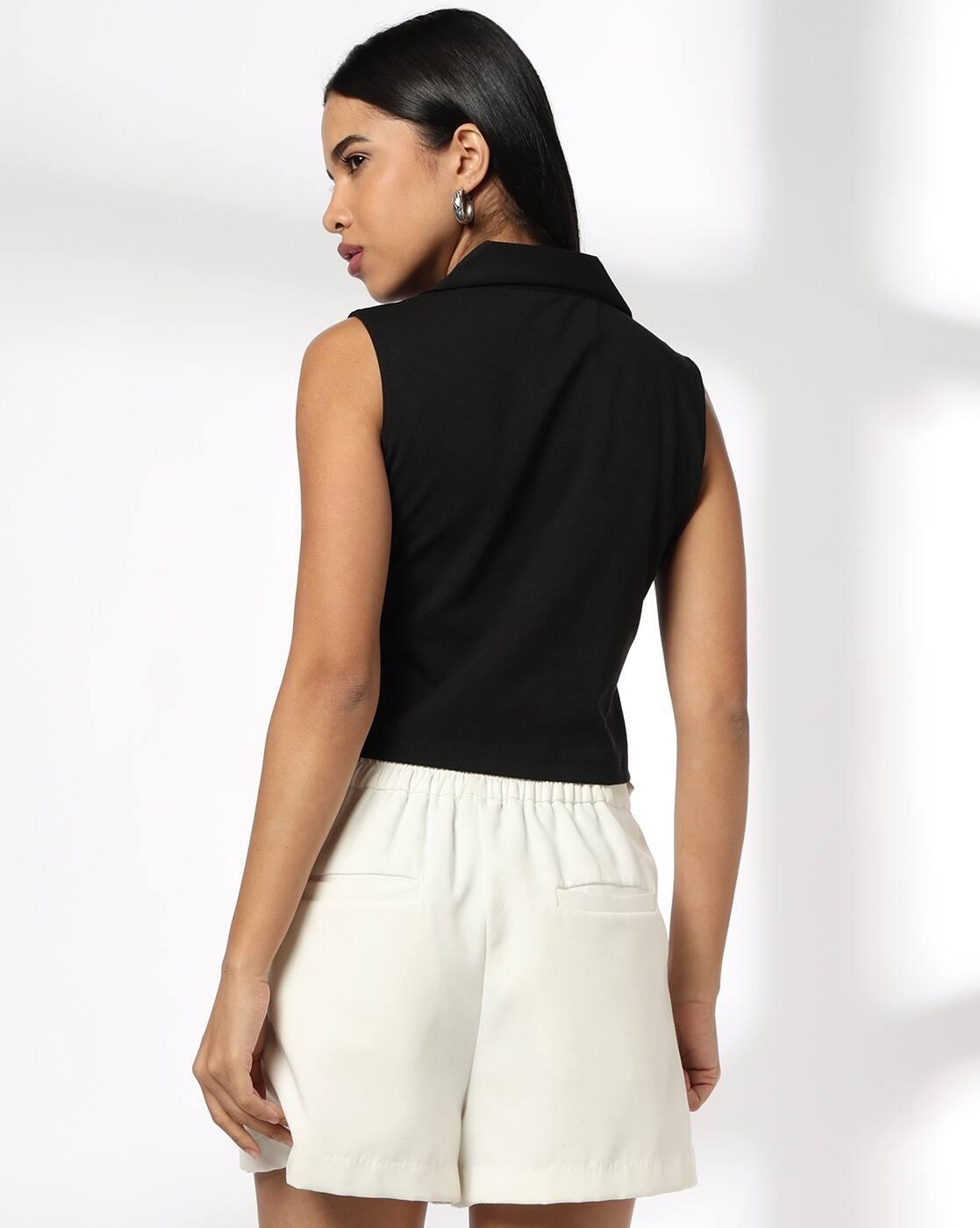 Women Button-Front Regular Fit Ponte Top