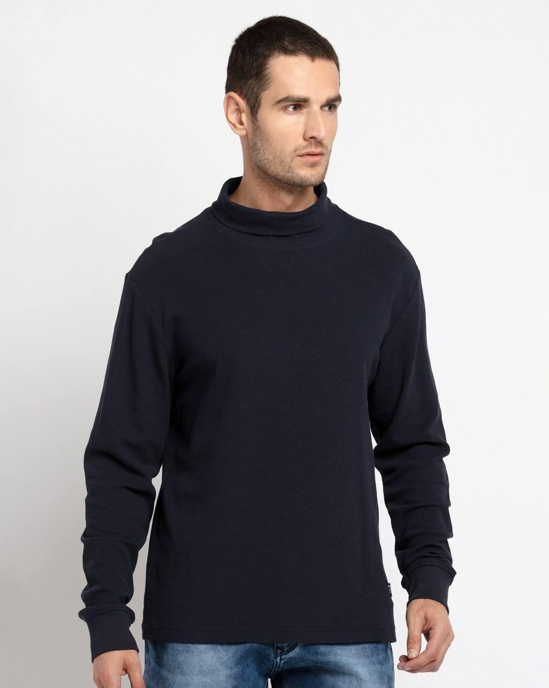 Men Regular Fit Turtleneck T-Shirt