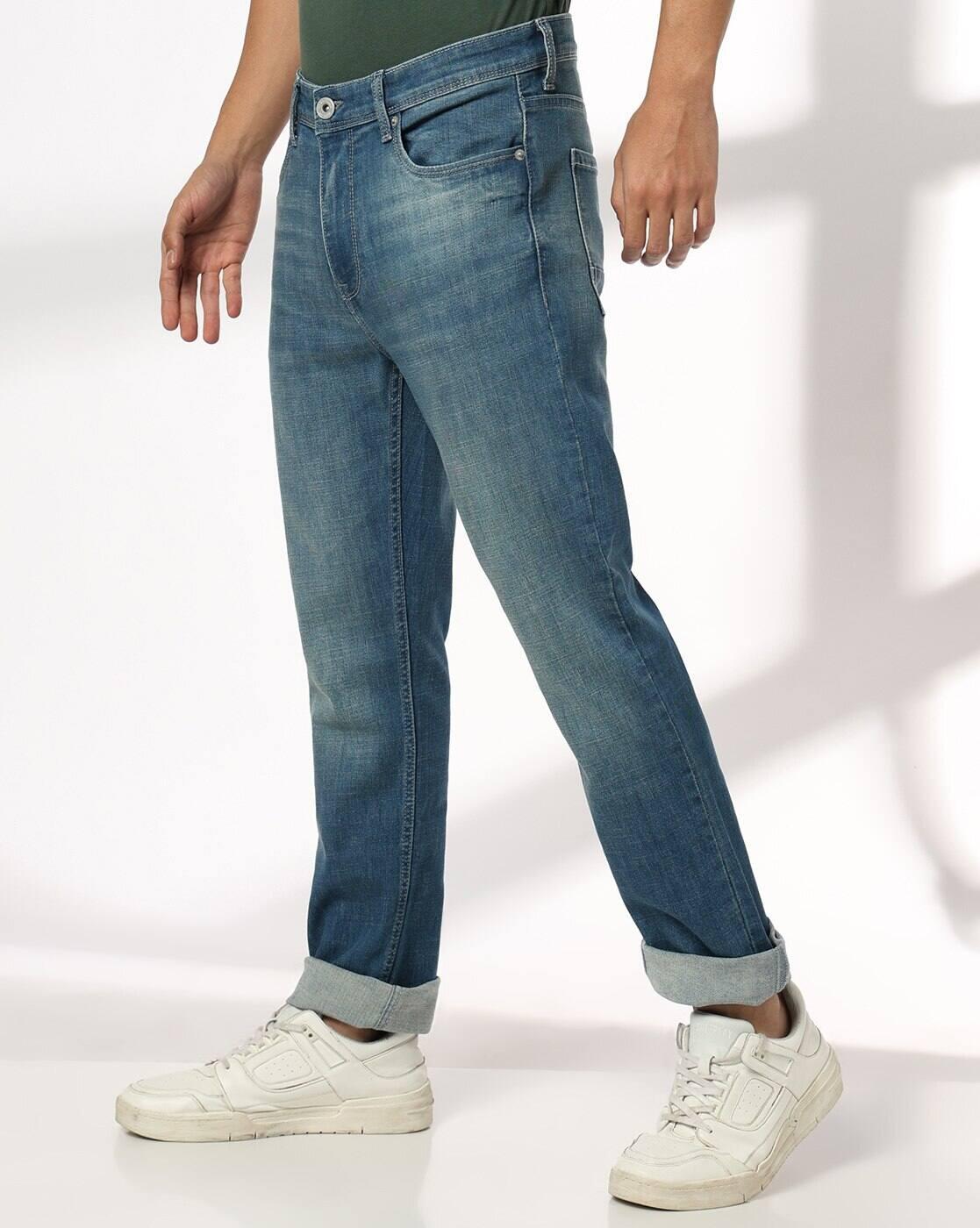 Men Mid-Wash Straight Jeans