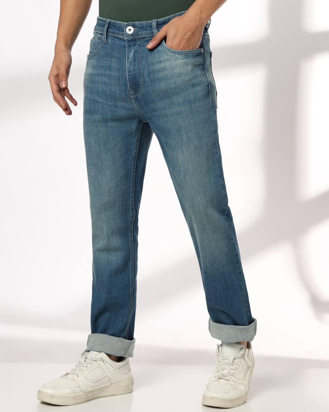 Men Mid-Wash Straight Jeans