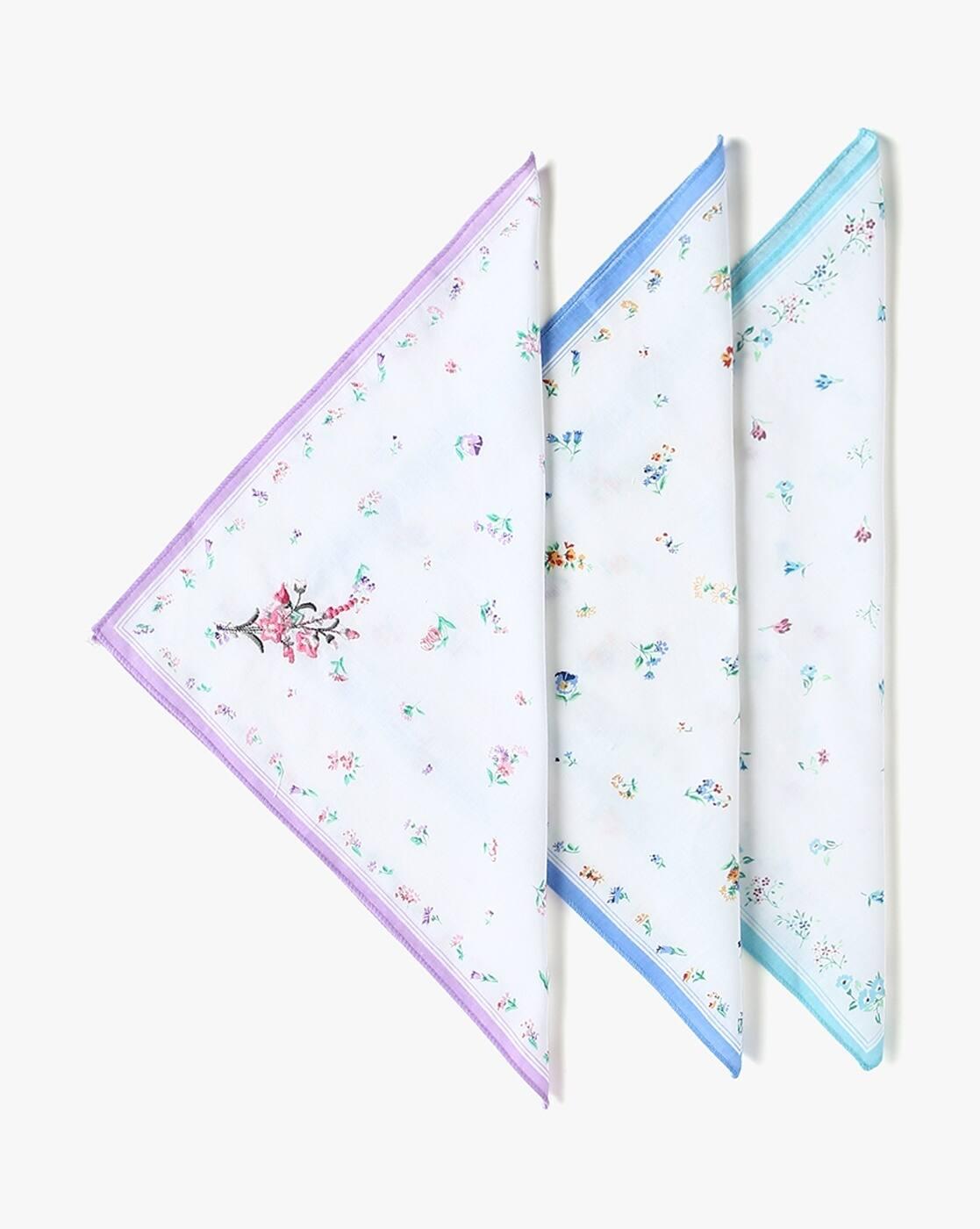 Women Pack of 3 Floral Print Cotton Handkerchiefs