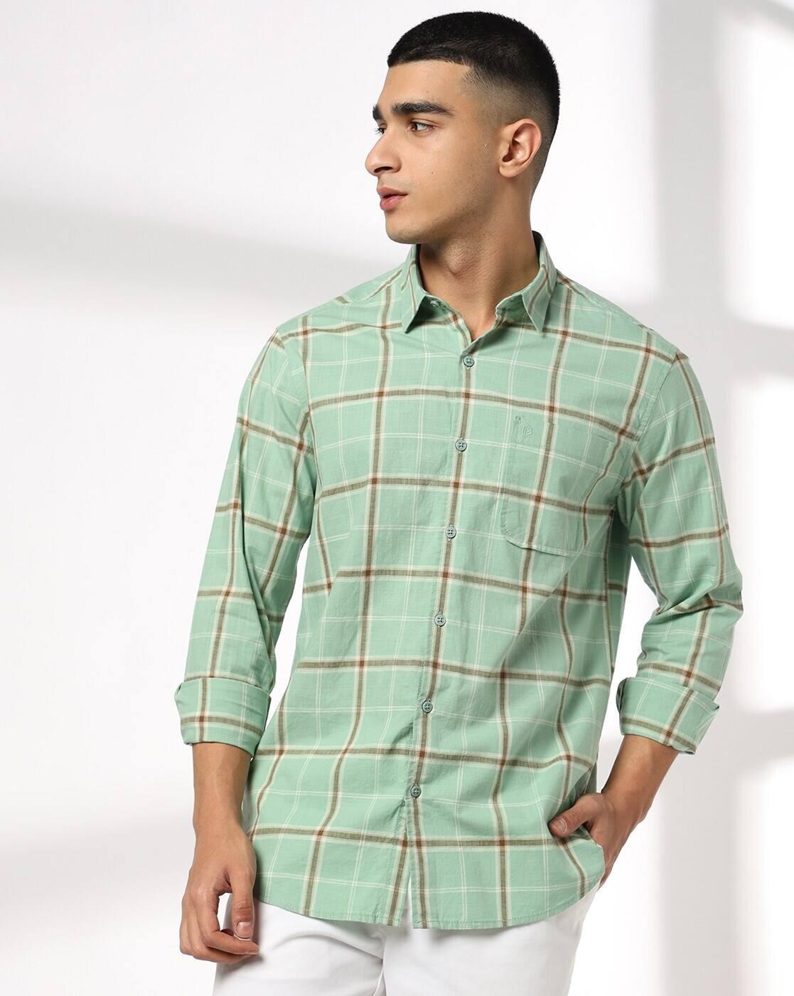 Men Checked Slim Fit Cotton Shirt with Patch Pocket