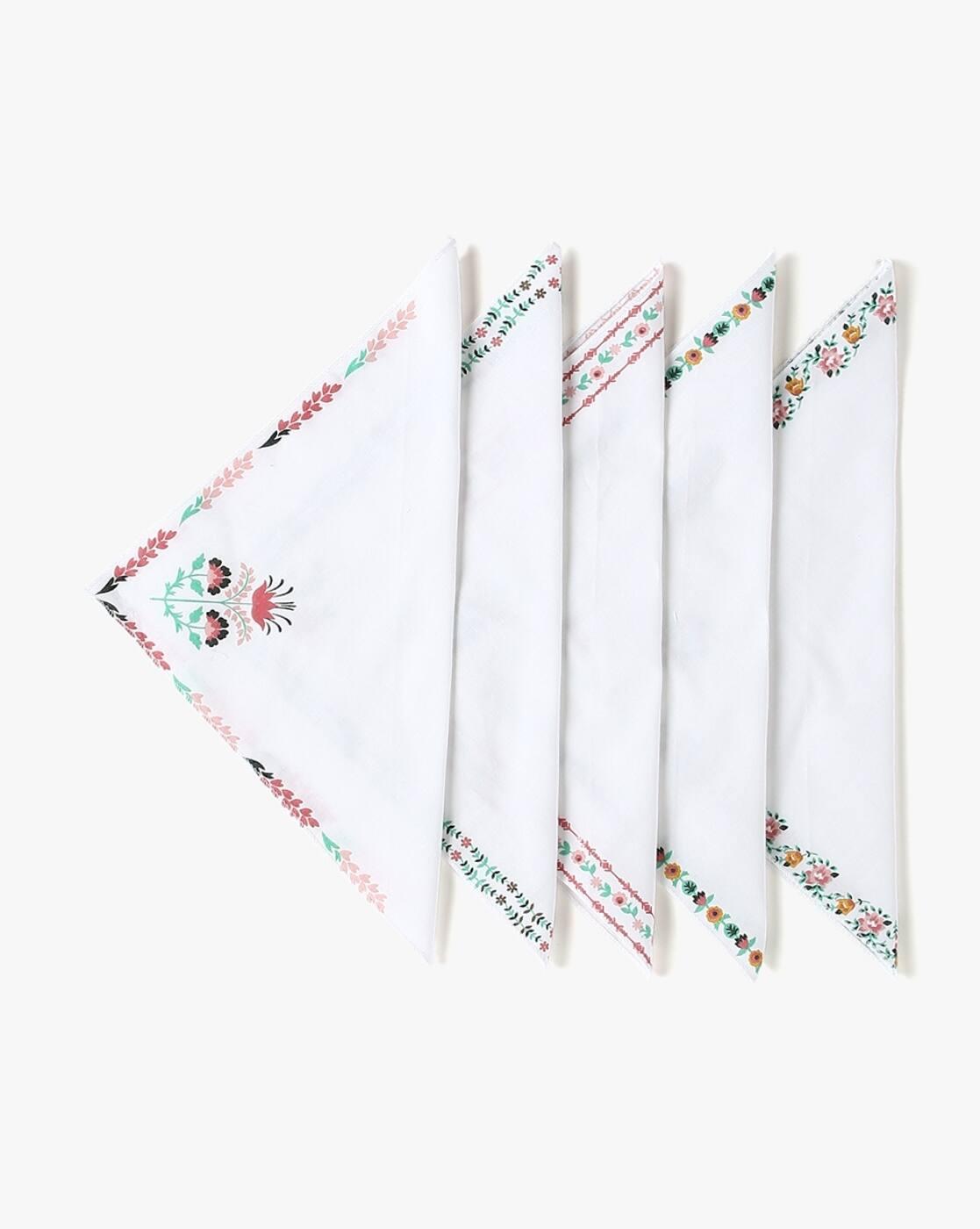 Women Pack of 5 Floral Print Career Handkerchiefs