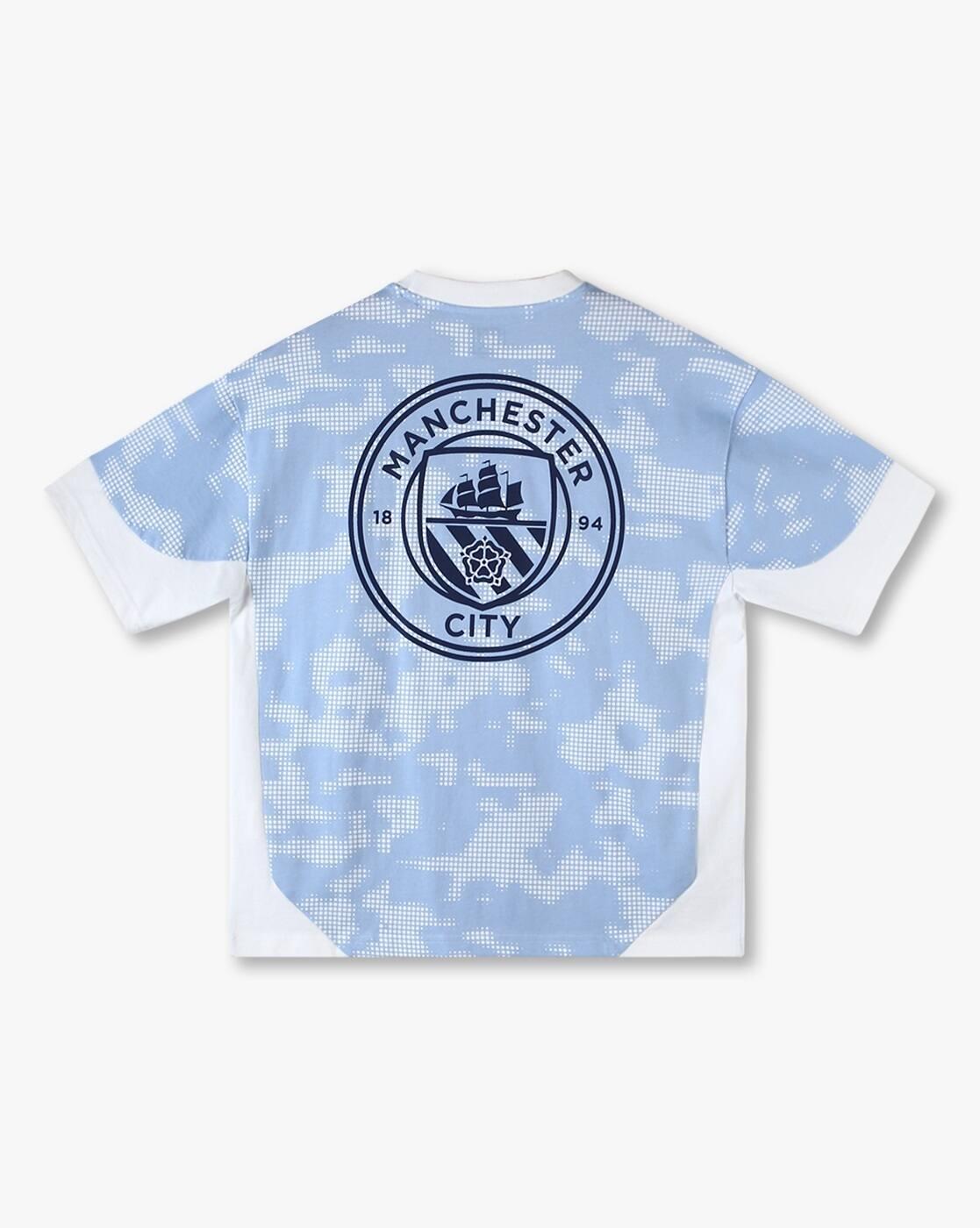 Boys Manchester City Printed Oversized Round-Neck T-Shirt