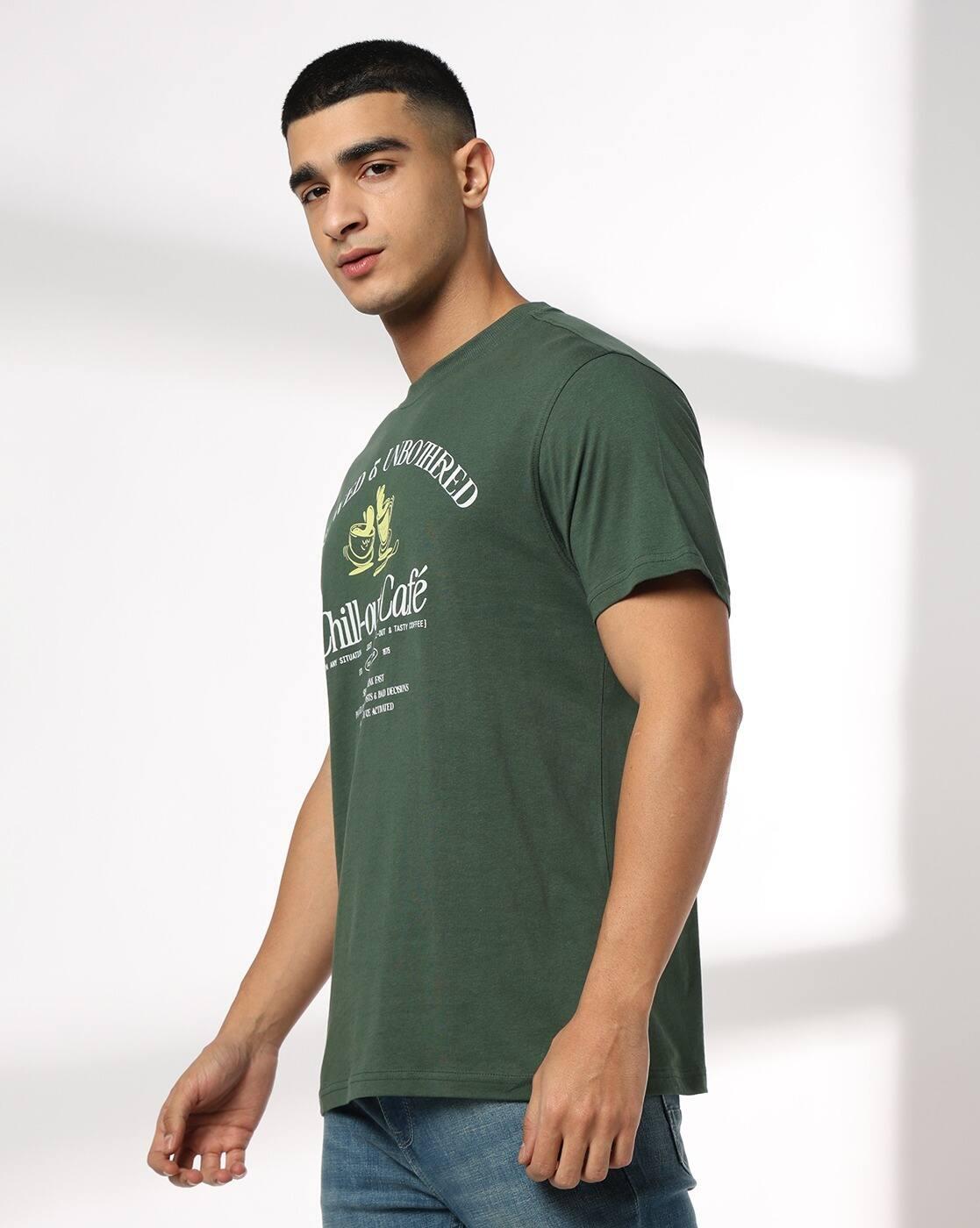 Men Typographic Print Regular Fit Crew-Neck T-Shirt