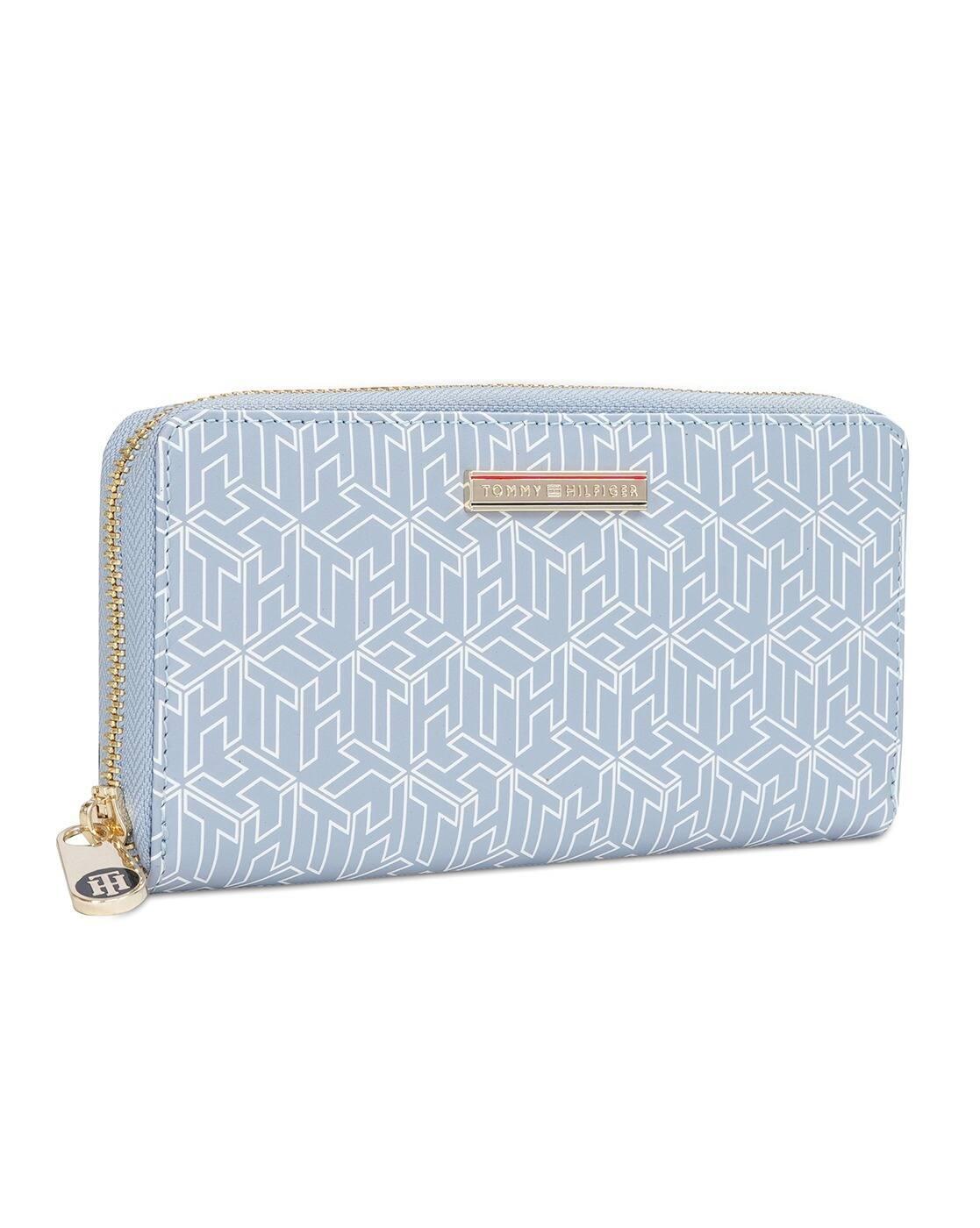 Printed Bi-Fold Leather Zip Around Wallet