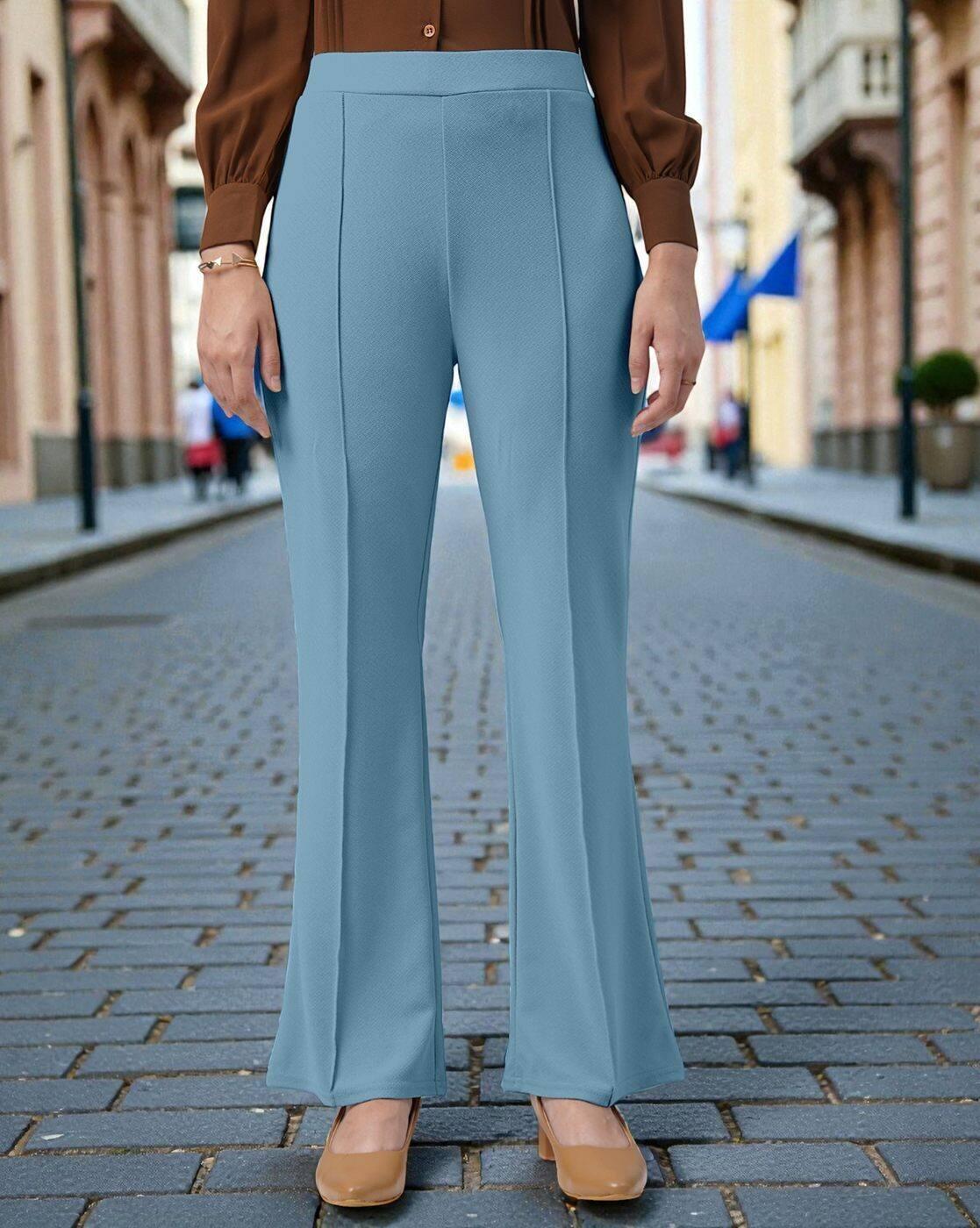 Women Flat Front Straight Fit Trousers