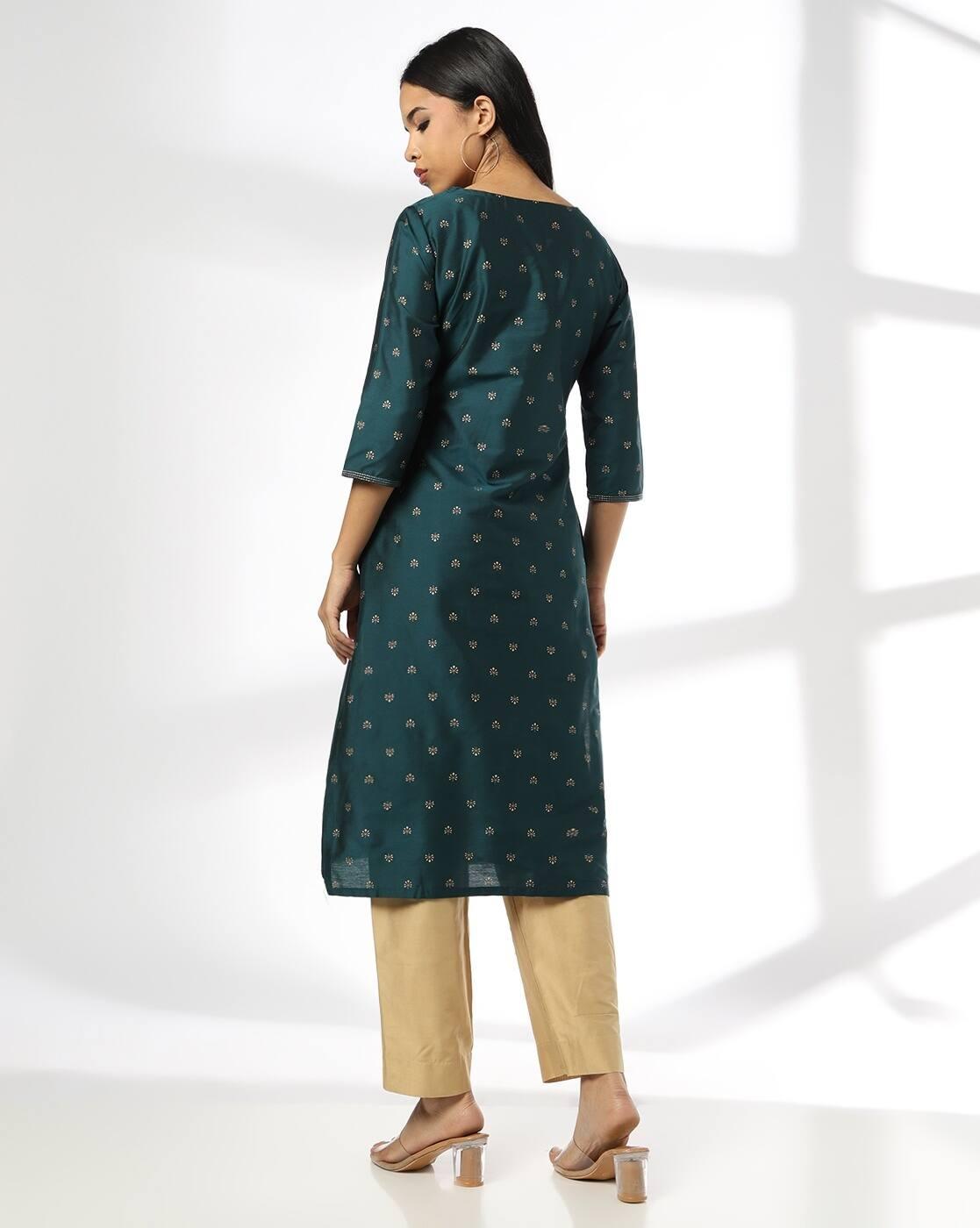 Women Embroidered Straight Kurta