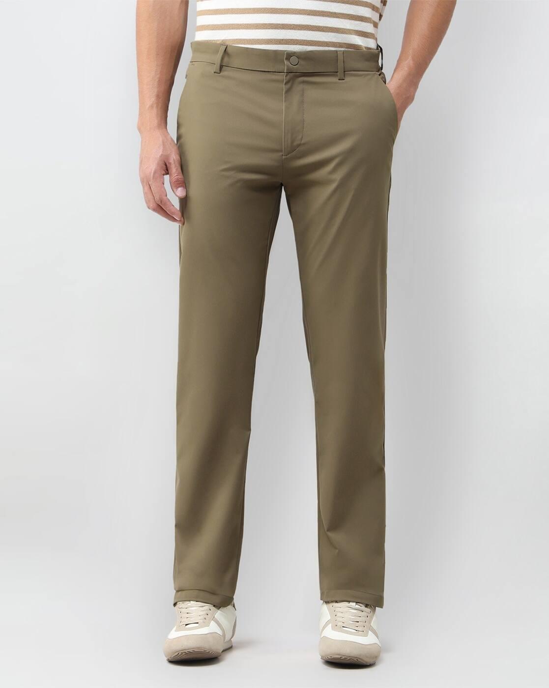 Men Straight Fit Flat Front Pants