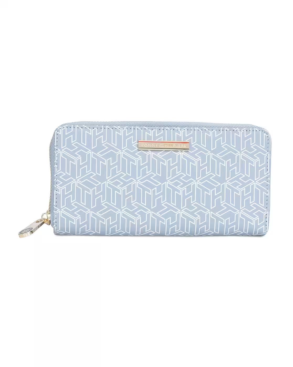 Printed Bi-Fold Leather Zip Around Wallet