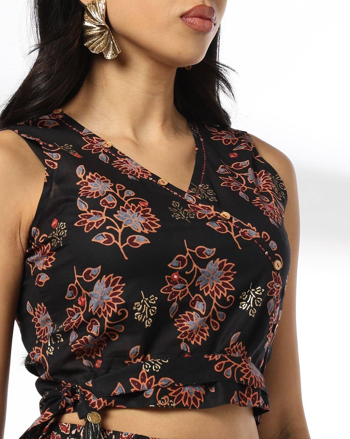 Women Floral Print Flared Lehenga & Choli Set