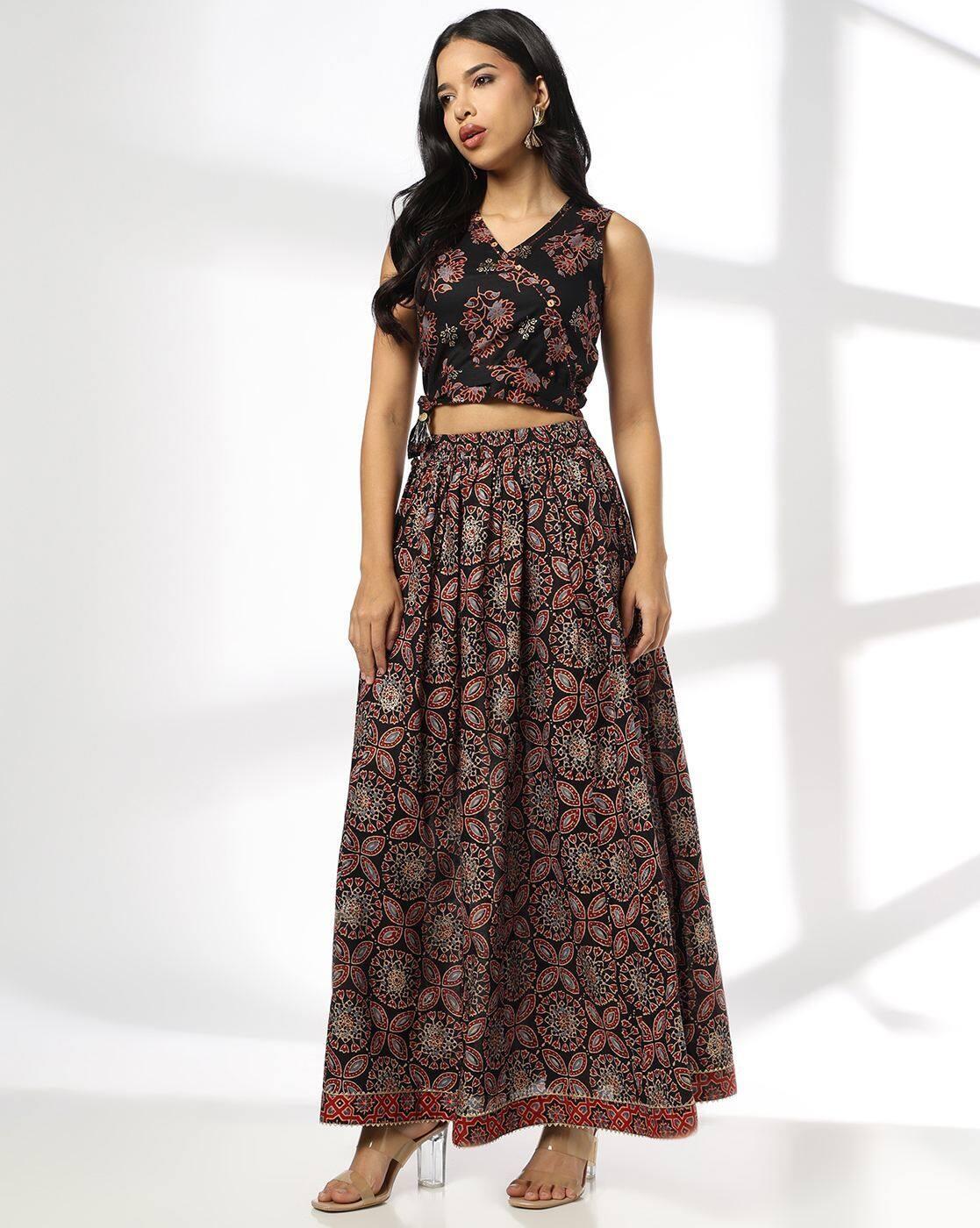 Women Floral Print Flared Lehenga & Choli Set