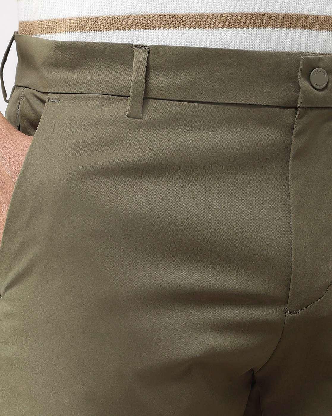 Men Straight Fit Flat Front Pants