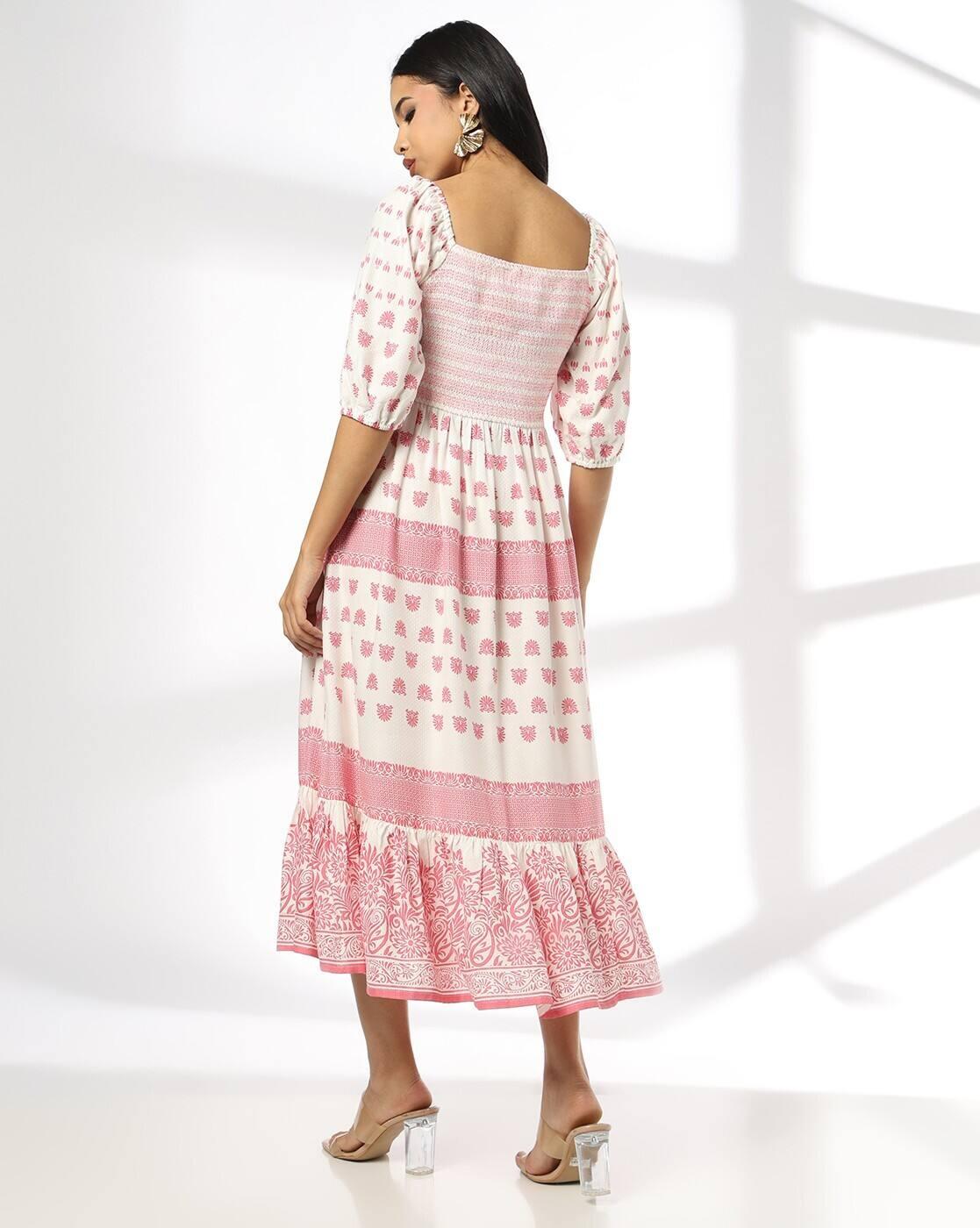 Women Floral Print Tiered Dress