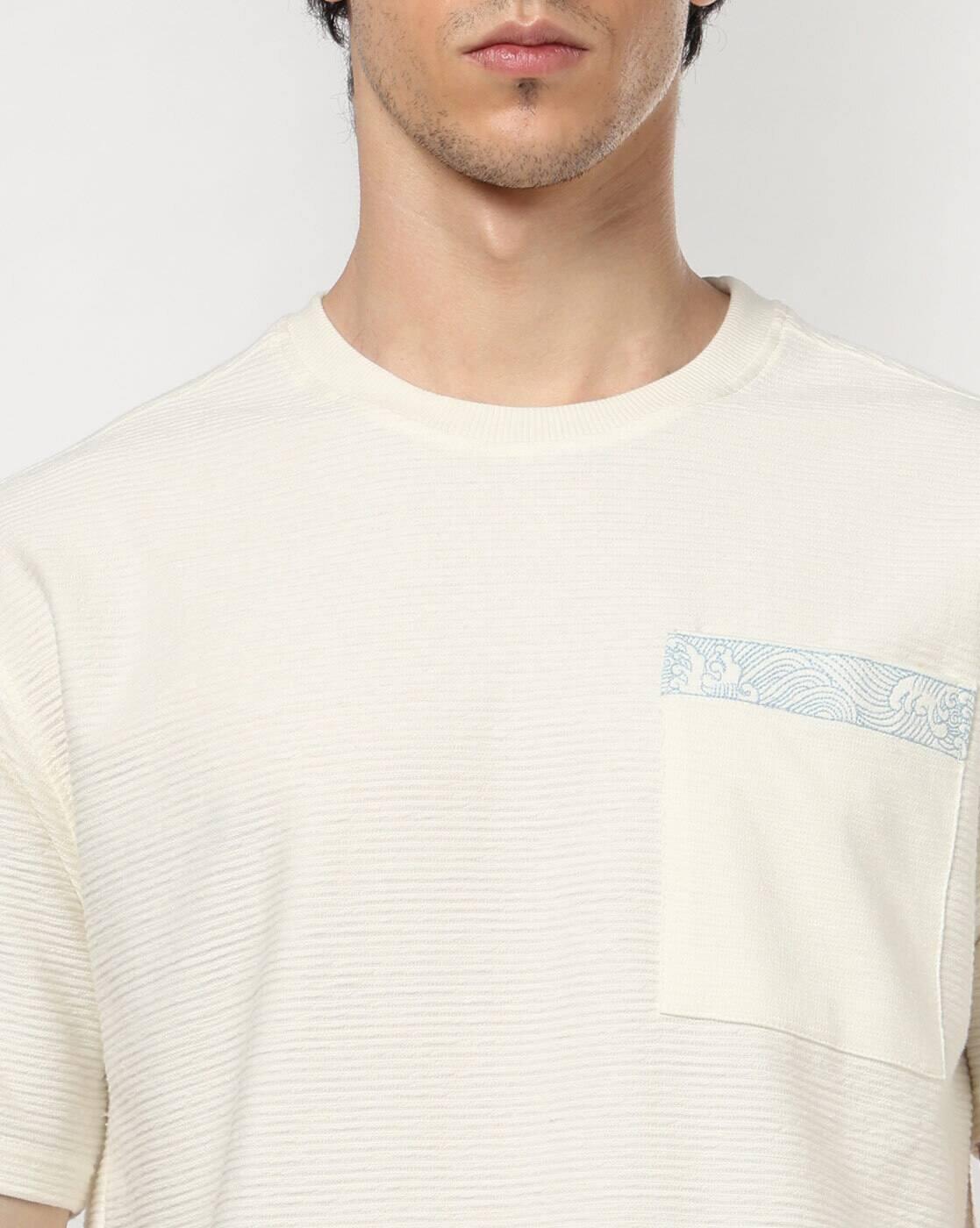 Men Ribbed Relaxed Fit Crew-Neck T-Shirt