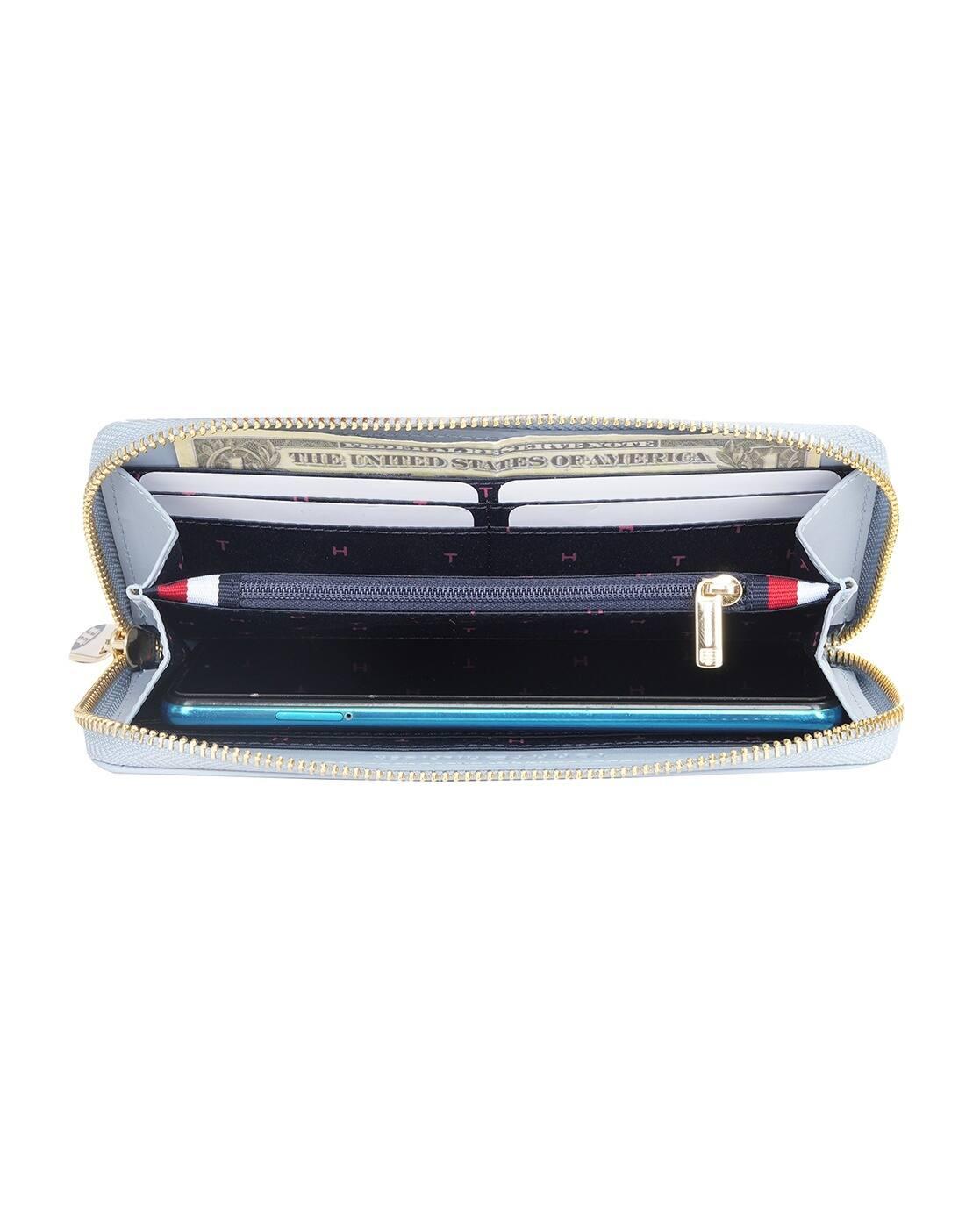 Printed Bi-Fold Leather Zip Around Wallet