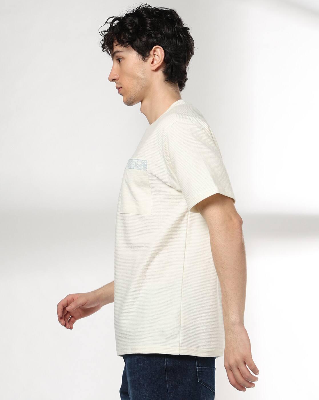 Men Ribbed Relaxed Fit Crew-Neck T-Shirt