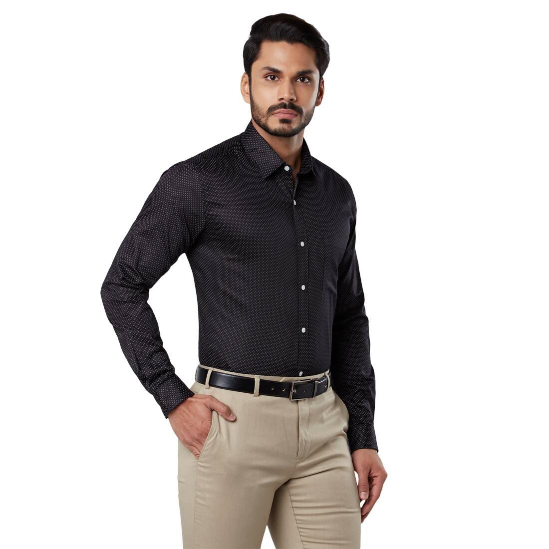Micro Print Slim Fit Shirt with Patch Pocket