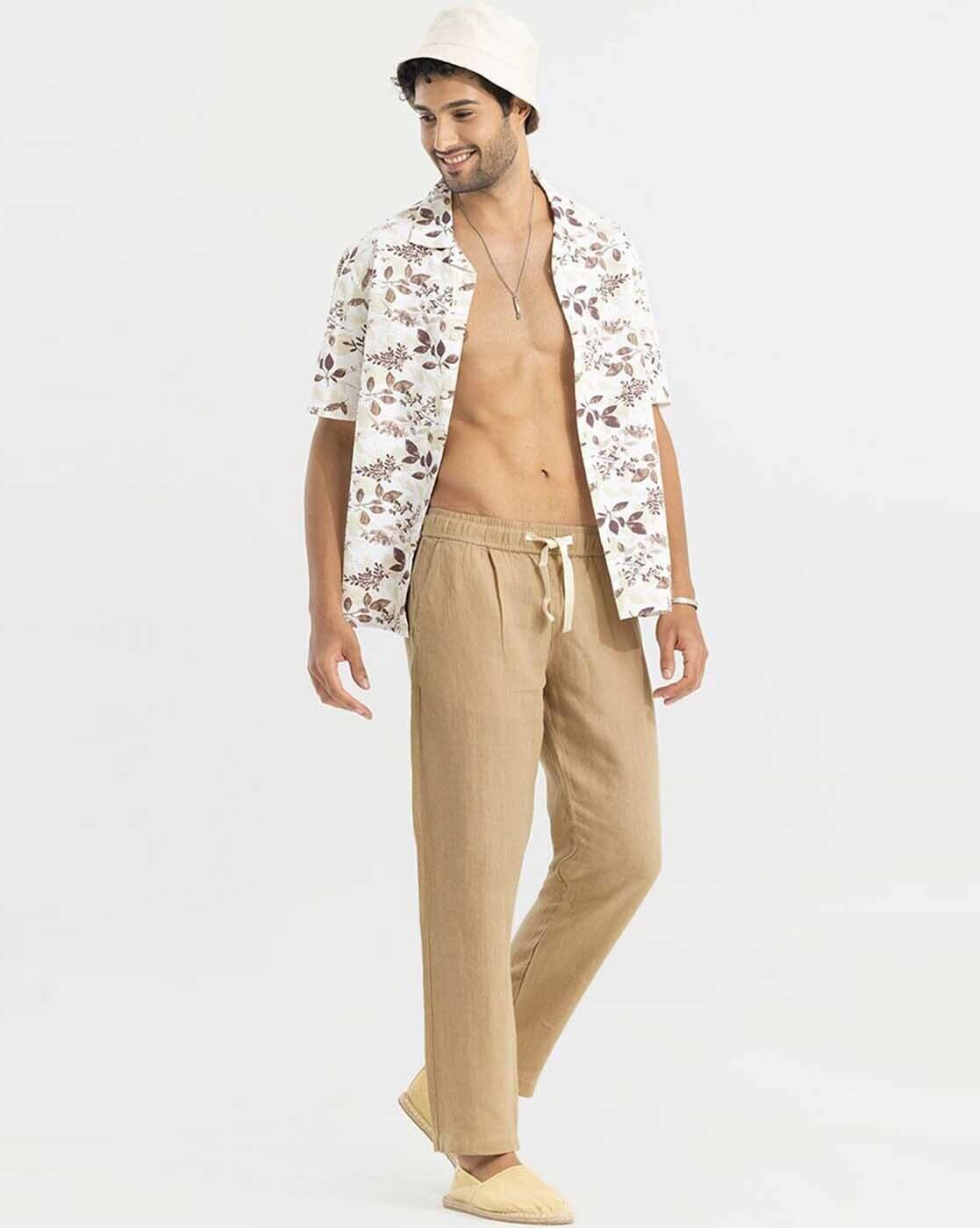 Men Textured Relaxed Fit Trouser