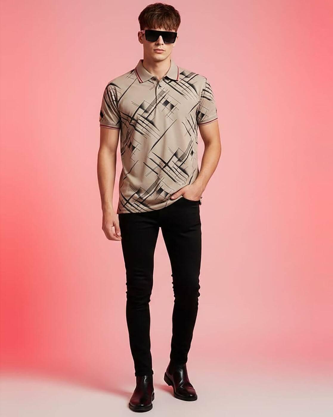 Men Printed Regular Fit Polo T-Shirt