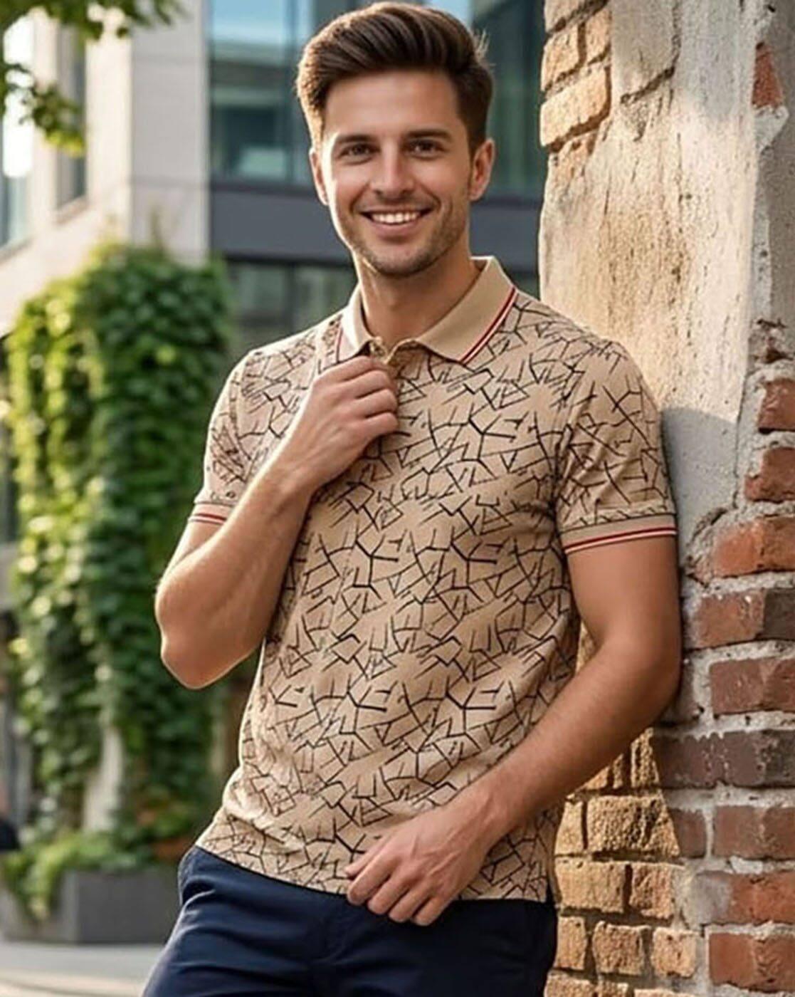 Men Printed Regular Fit Polo T-Shirt