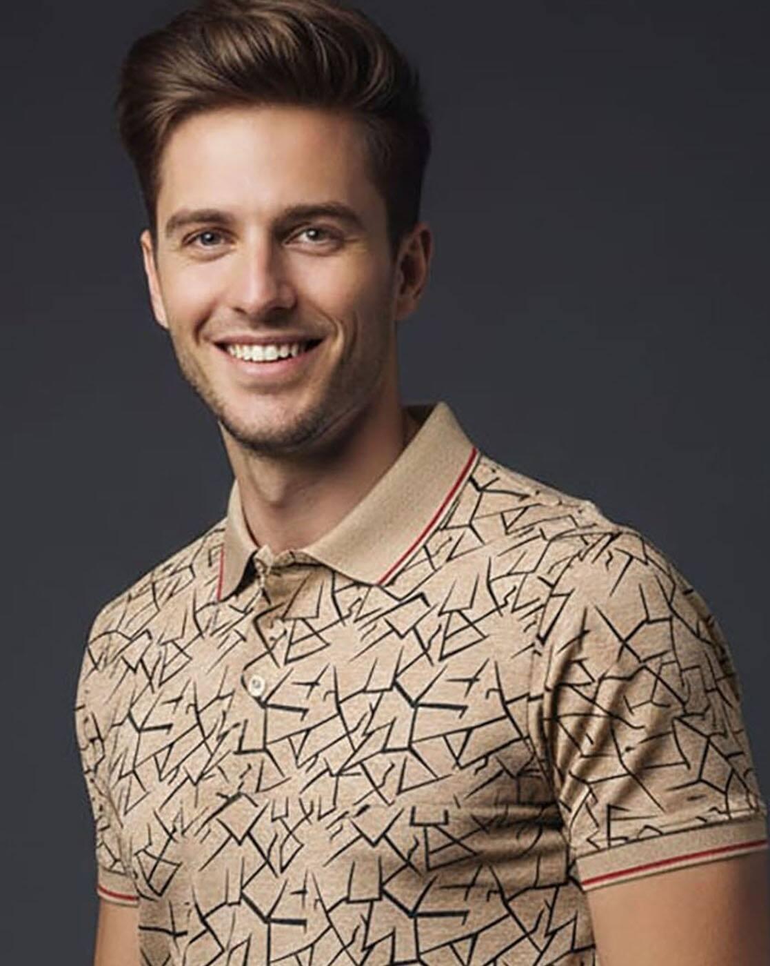 Men Printed Regular Fit Polo T-Shirt