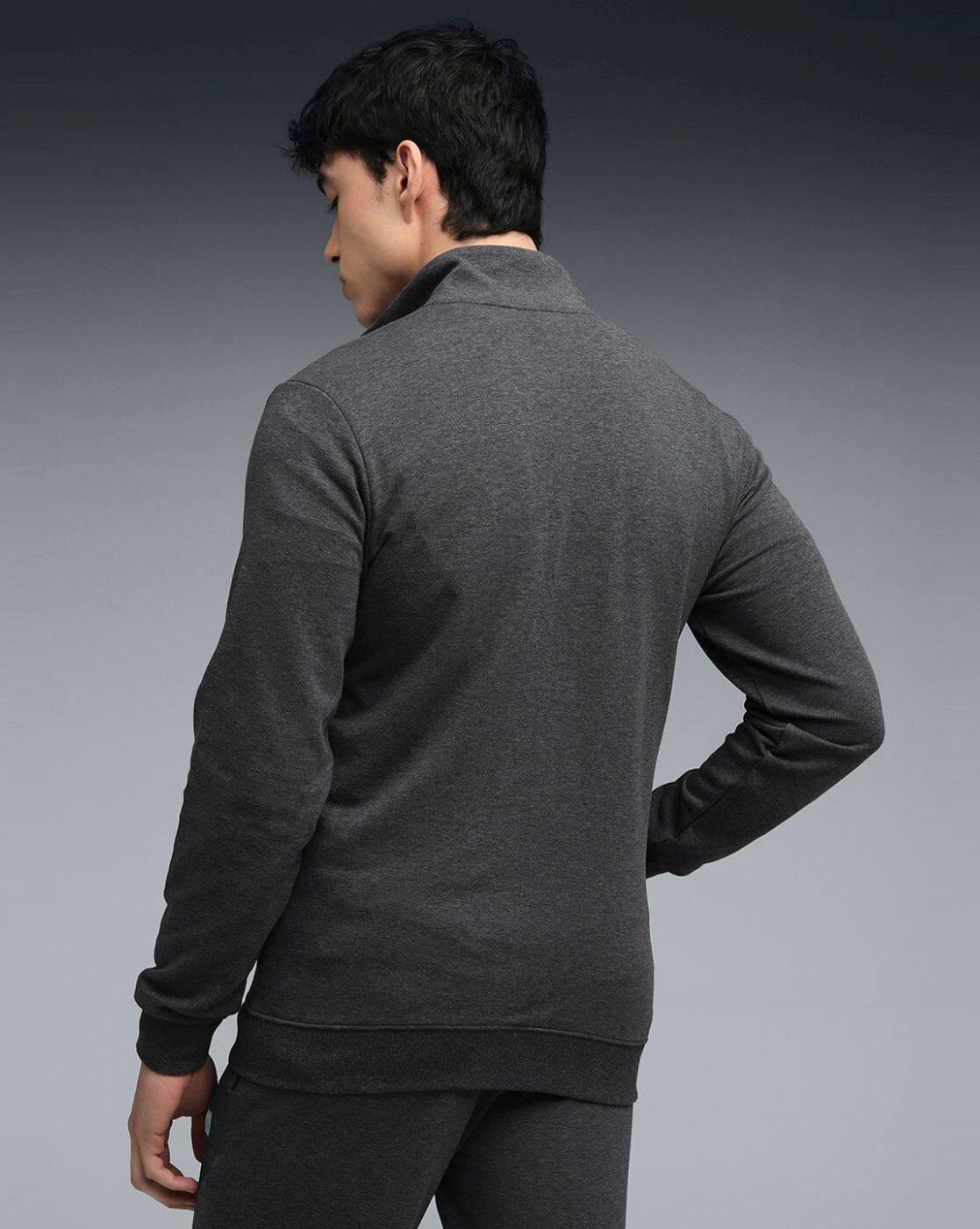 Men Zippered Pocket Sweat Jacket